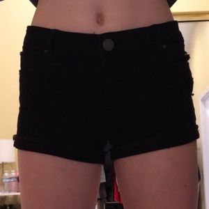 Black mid rise jean shorts